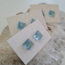 Load image into Gallery viewer, Aquamarine Square Stud Ear-ring
