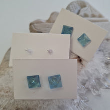 Load image into Gallery viewer, Aquamarine Square Stud Ear-ring
