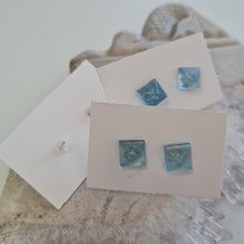 Load image into Gallery viewer, Aquamarine Square Stud Ear-ring
