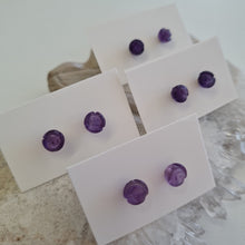 Load image into Gallery viewer, Amethyst Rosette Stud Ear-ring
