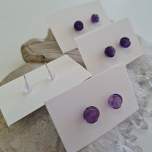 Load image into Gallery viewer, Amethyst Rosette Stud Ear-ring
