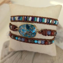 Load image into Gallery viewer, Natural Turquoise and Jasper Wrap Bracelet
