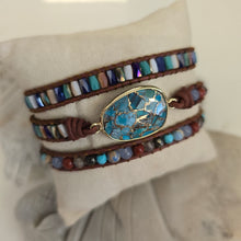 Load image into Gallery viewer, Natural Turquoise and Jasper Wrap Bracelet
