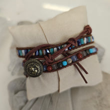 Load image into Gallery viewer, Natural Turquoise and Jasper Wrap Bracelet
