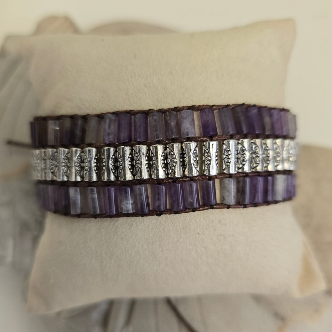 Tibetan Amethyst Wrap Bracelet