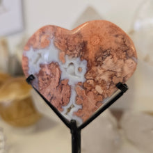 Load image into Gallery viewer, Pink Agate Heart with Stand
