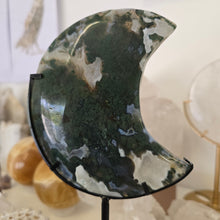 Load image into Gallery viewer, Moss Agate Moon with Stand
