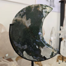 Load image into Gallery viewer, Moss Agate Moon with Stand
