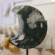 Load image into Gallery viewer, Moss Agate Moon with Stand
