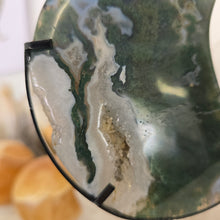 Load image into Gallery viewer, Moss Agate Moon with Stand
