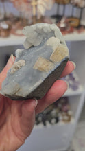 Load and play video in Gallery viewer, Blue Chalcedony with Calcite -Sugar Druze
