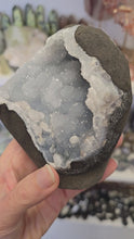 Load and play video in Gallery viewer, Blue Chalcedony with Calcite -Sugar Druze
