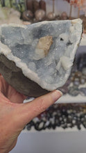 Load and play video in Gallery viewer, Blue Chalcedony with Calcite -Sugar Druze
