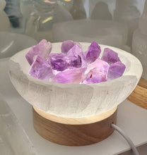 Load image into Gallery viewer, Selenite Cleansing Bowl with Amethyst Lamp
