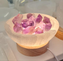 Load image into Gallery viewer, Selenite Cleansing Bowl with Amethyst Lamp
