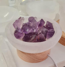 Load image into Gallery viewer, Selenite Cleansing Bowl with Amethyst Lamp
